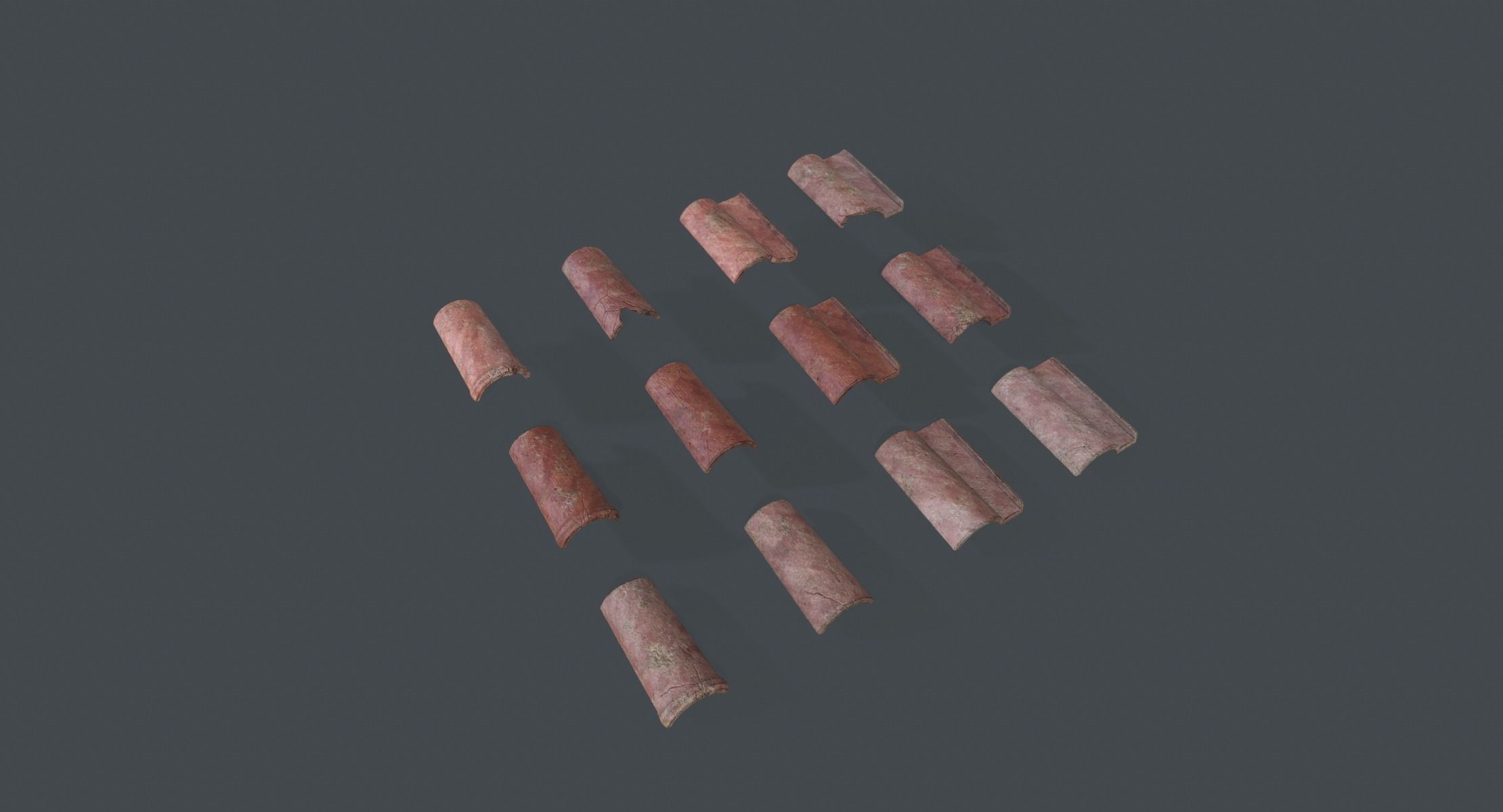 Lowpoly Clay Rooftiles Low-poly 3D model_4