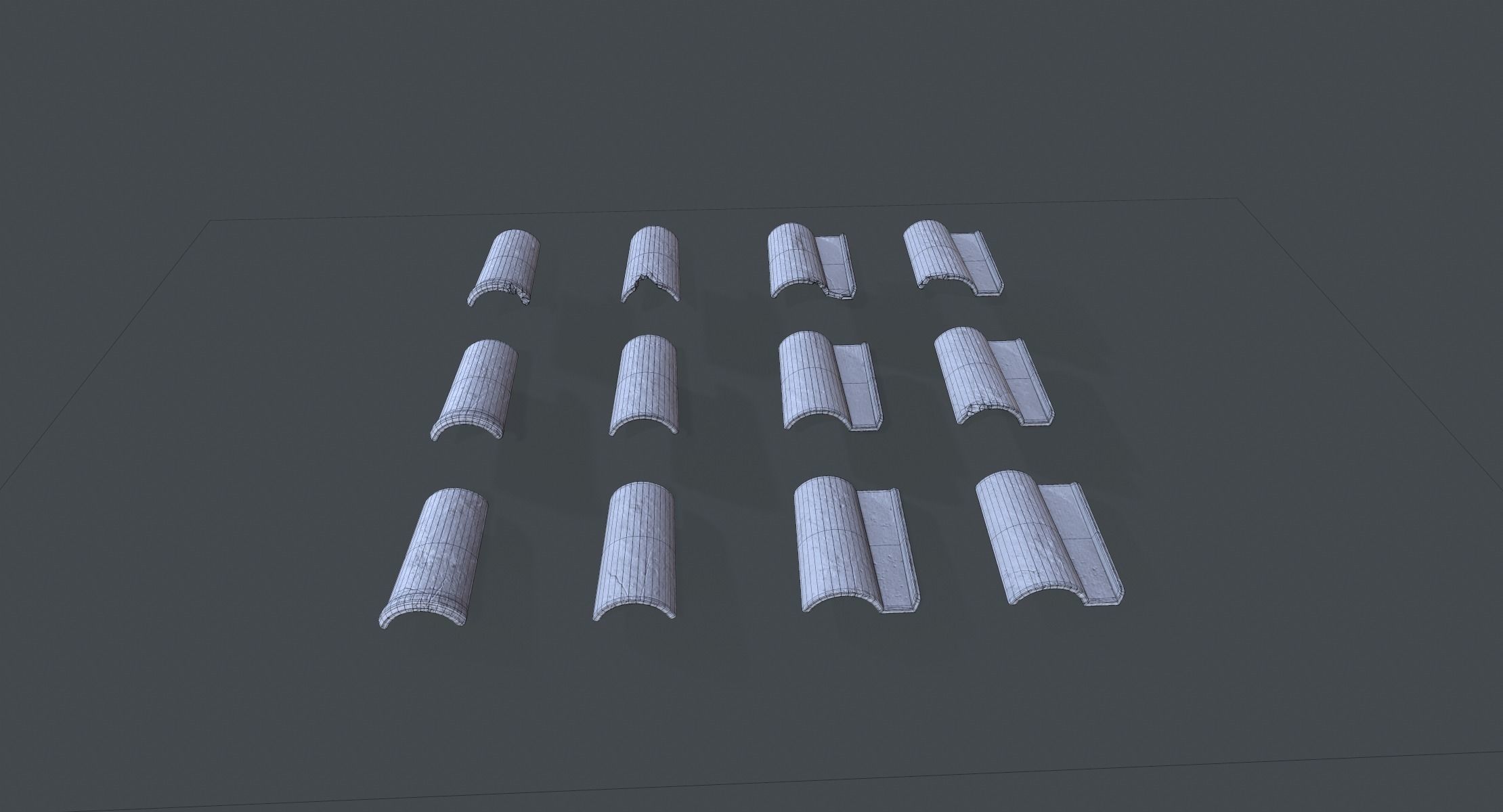 Lowpoly Clay Rooftiles Low-poly 3D model_5