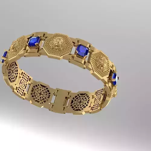 Bracelet with Lion and sappires