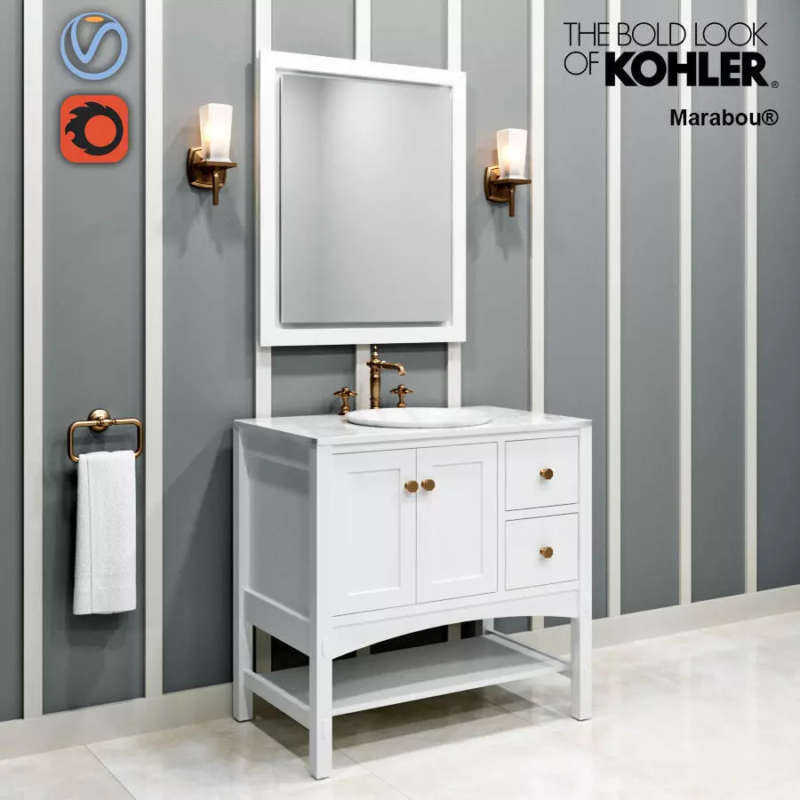 Furniture Set in the bathroom Marabou-36 KOHLER  3D model_0