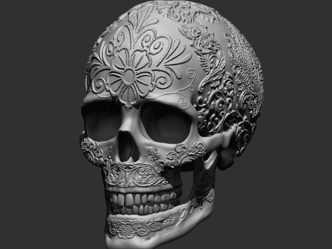 Ornamented Skull 3D print model_1