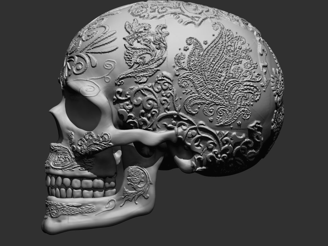 Ornamented Skull 3D print model_2