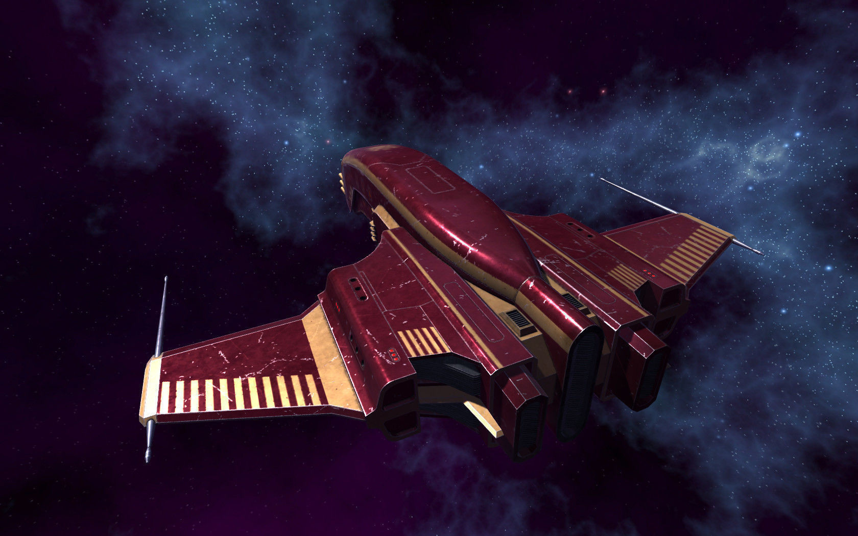 Spaceship Dagger Type 1 Red Low-poly 3D model_19