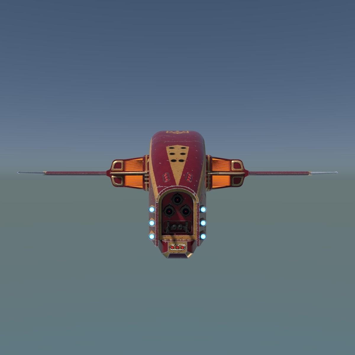 Spaceship Dagger Type 1 Red Low-poly 3D model_25