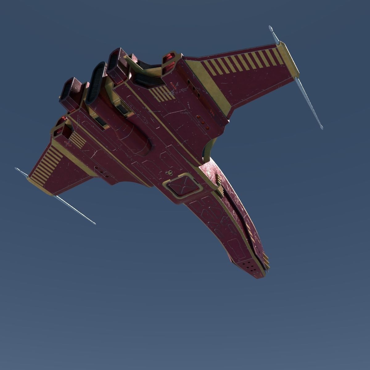 Spaceship Dagger Type 1 Red Low-poly 3D model_24