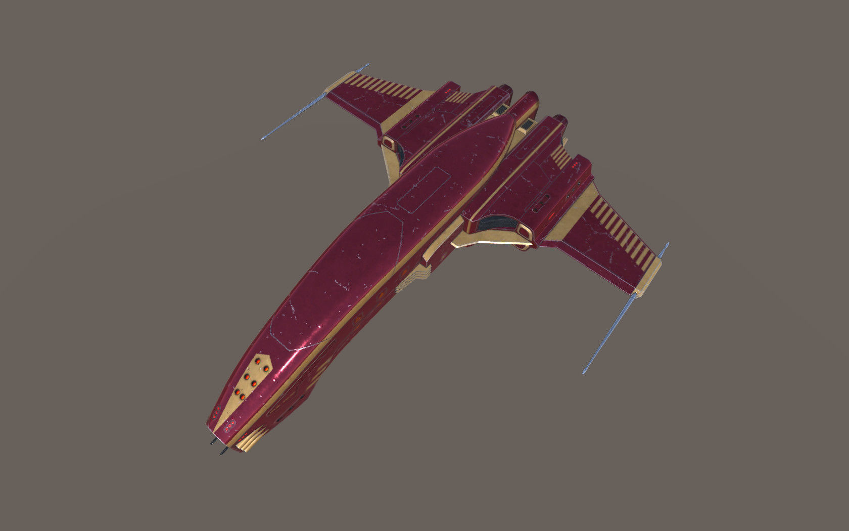 Spaceship Dagger Type 1 Red Low-poly 3D model_10