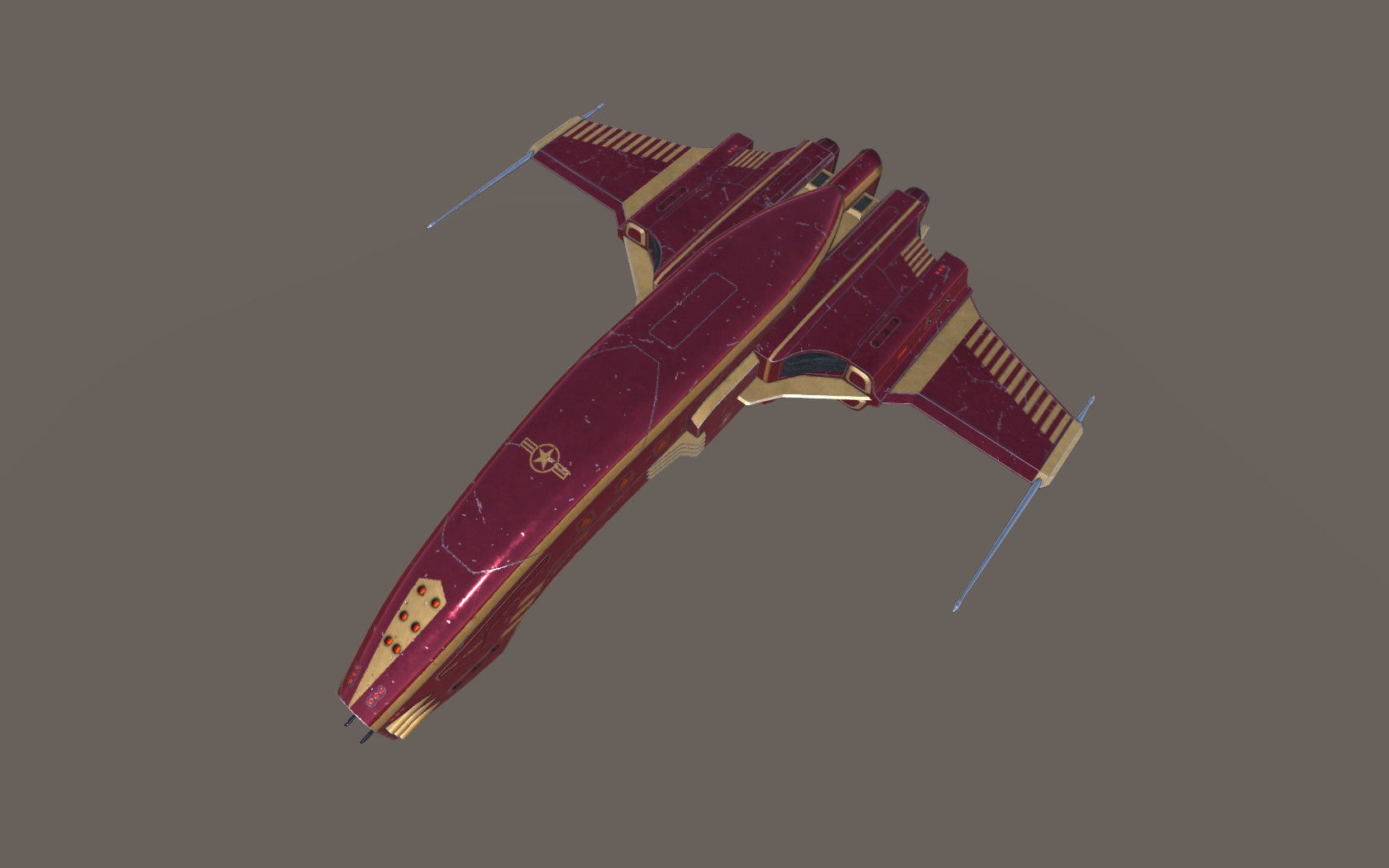 Spaceship Dagger Type 1 Red Low-poly 3D model_11