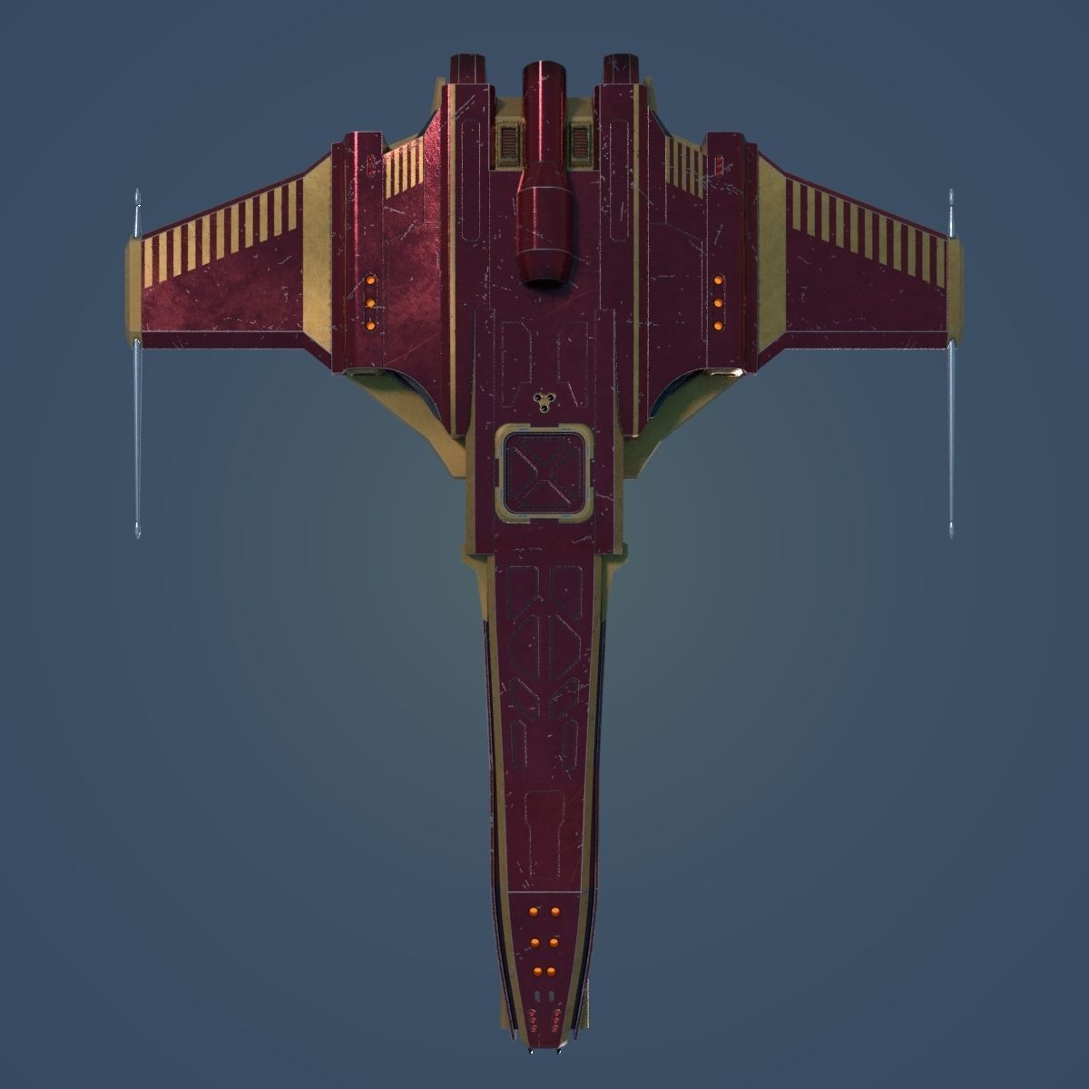 Spaceship Dagger Type 1 Red Low-poly 3D model_29