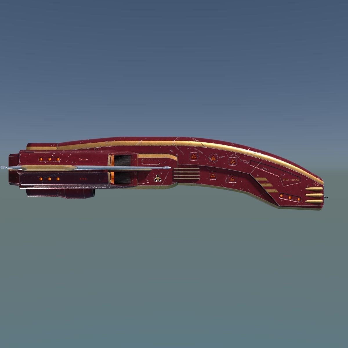 Spaceship Dagger Type 1 Red Low-poly 3D model_28