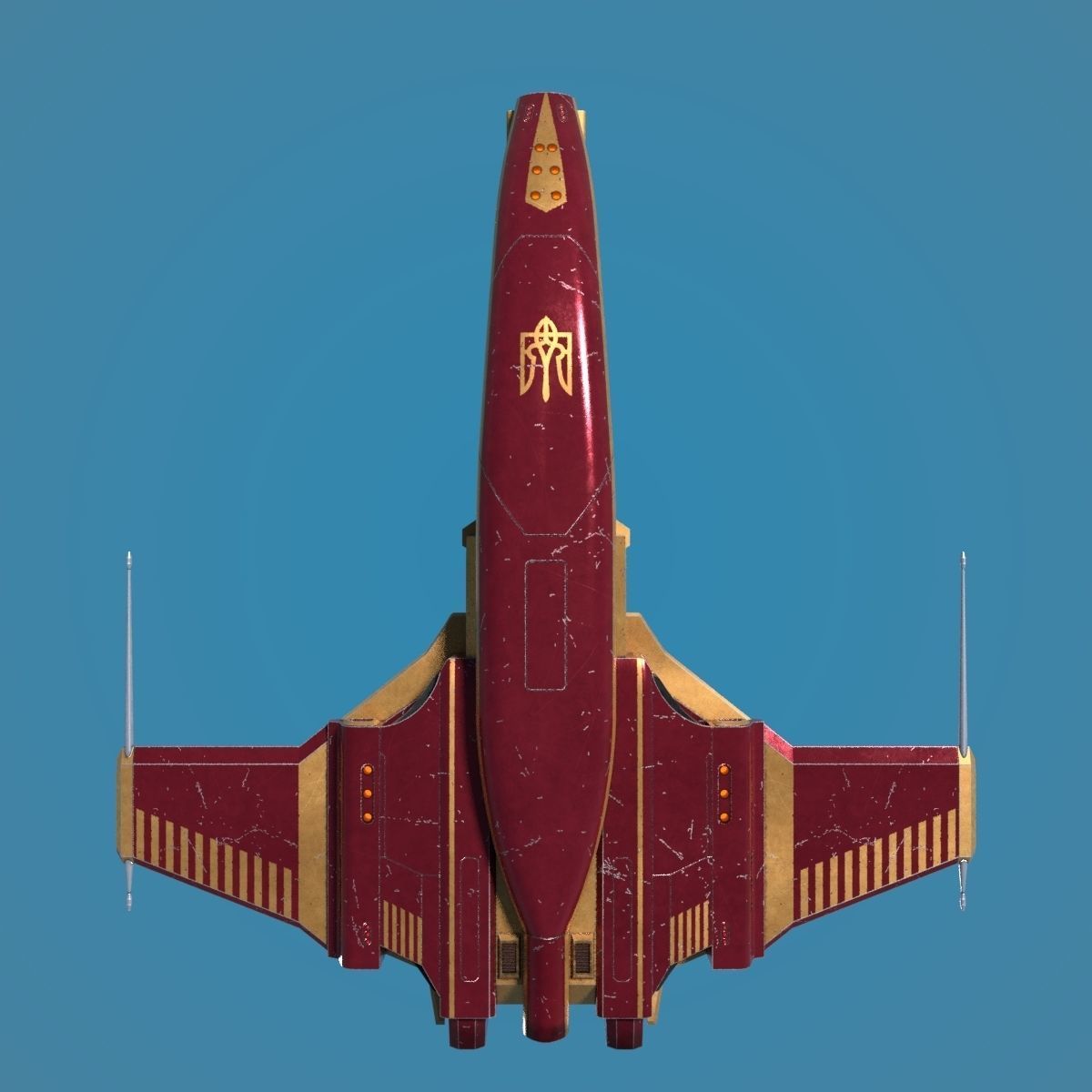 Spaceship Dagger Type 1 Red Low-poly 3D model_27