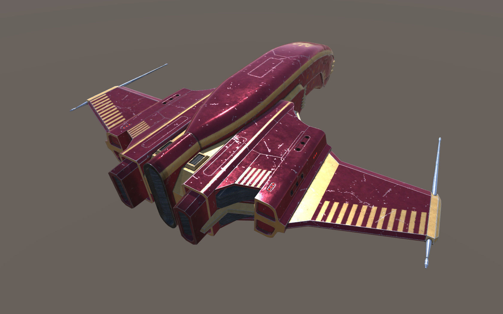Spaceship Dagger Type 1 Red Low-poly 3D model_5