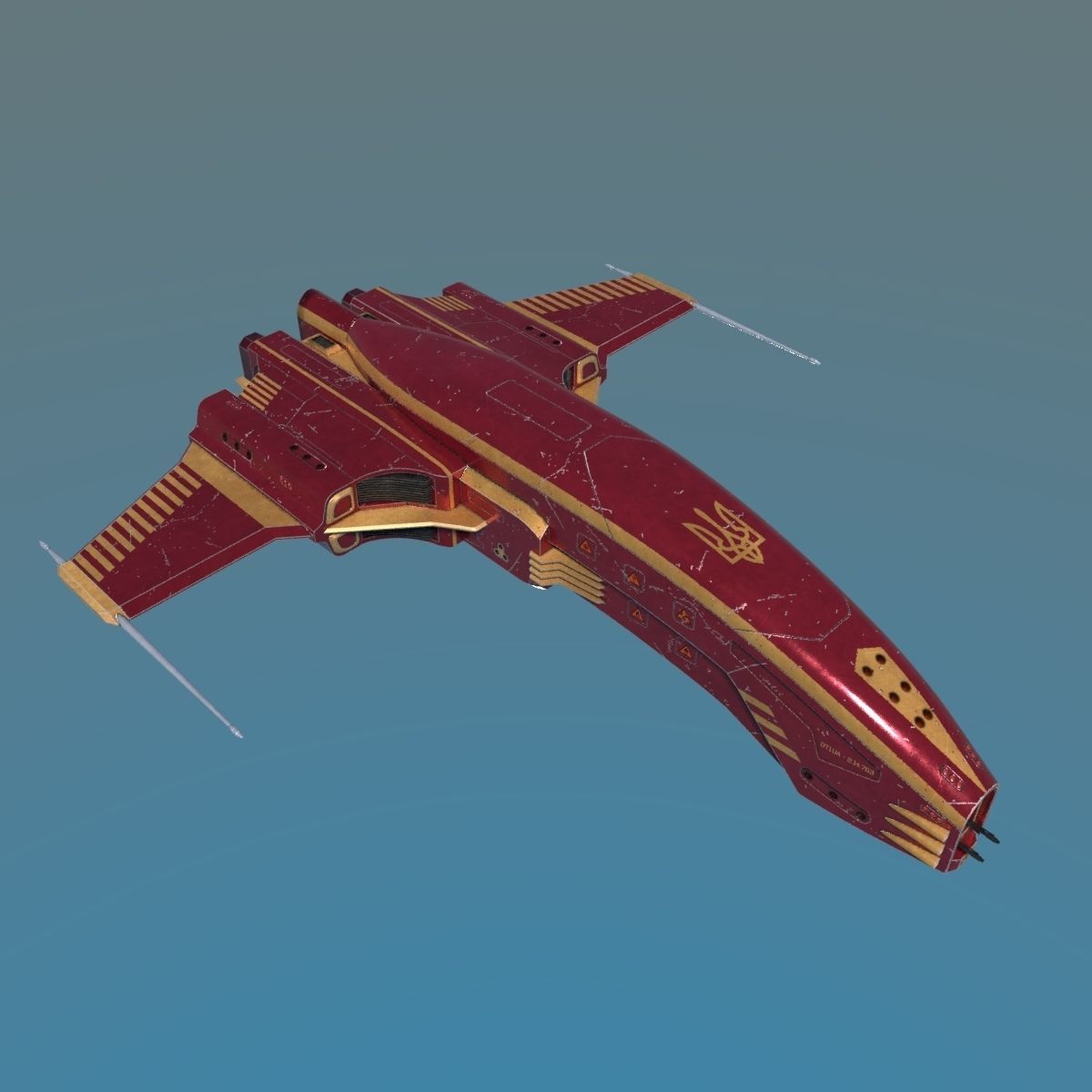 Spaceship Dagger Type 1 Red Low-poly 3D model_21