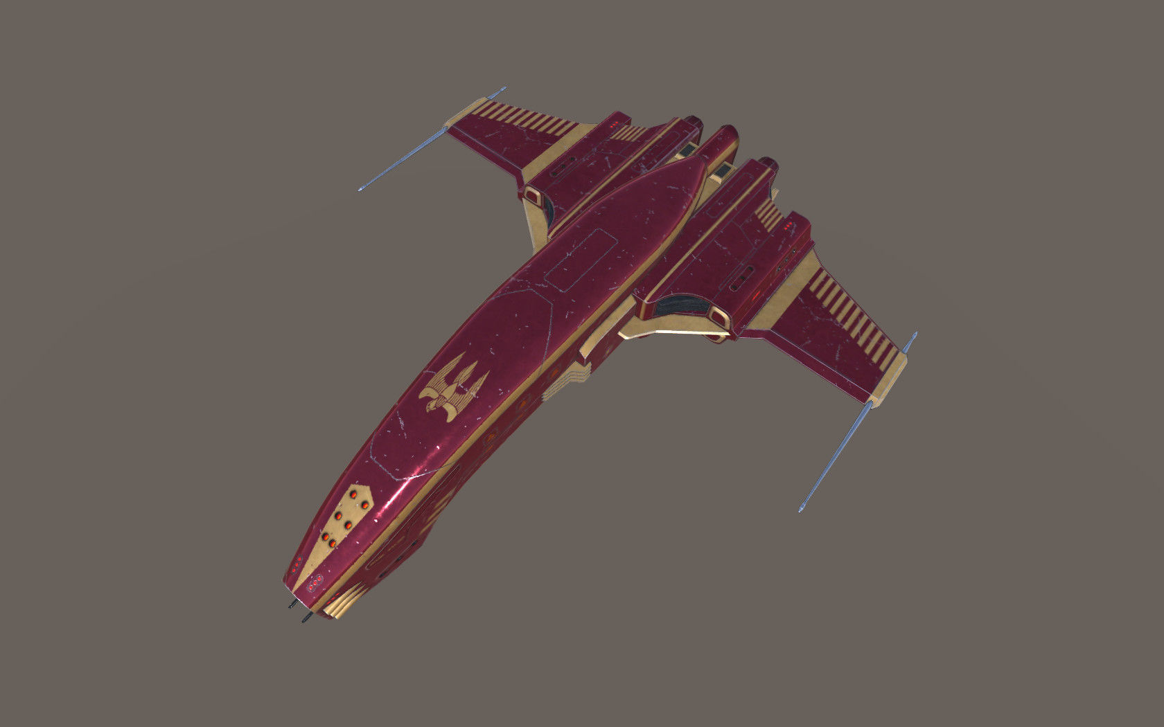 Spaceship Dagger Type 1 Red Low-poly 3D model_8