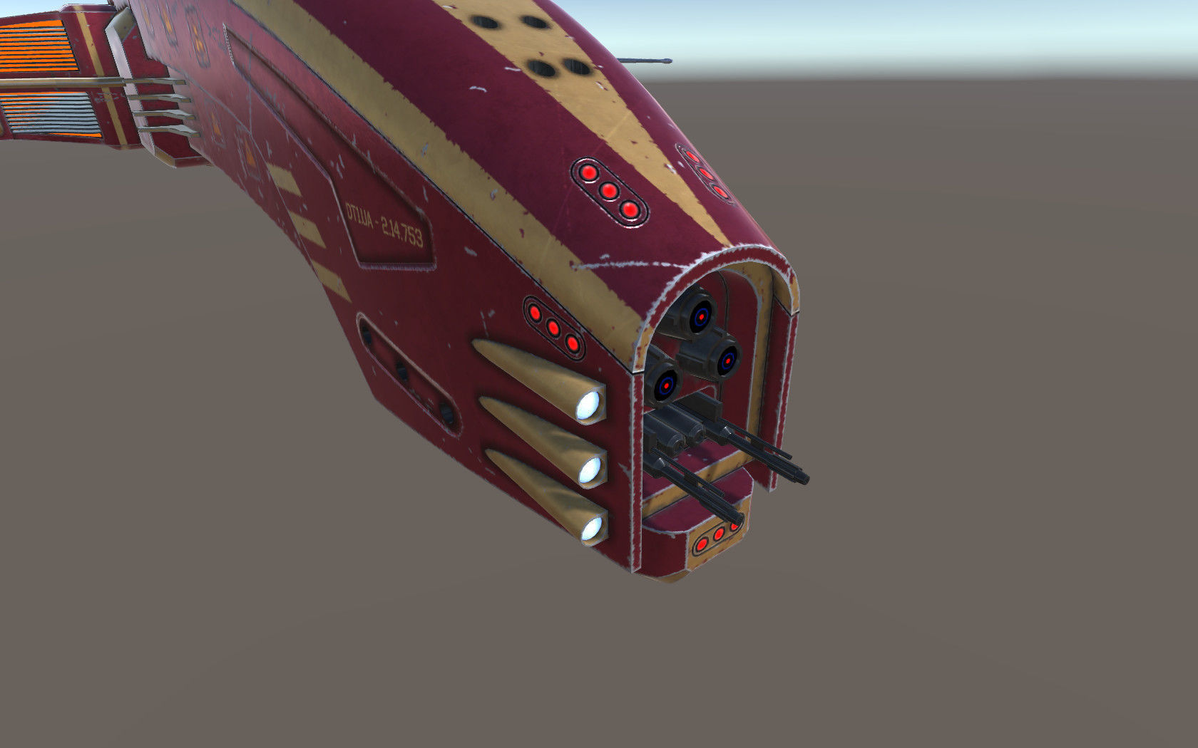 Spaceship Dagger Type 1 Red Low-poly 3D model_4