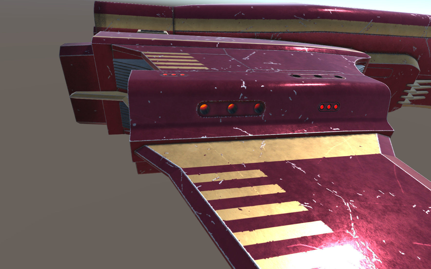 Spaceship Dagger Type 1 Red Low-poly 3D model_6