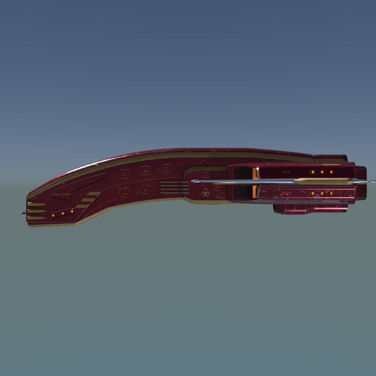 Spaceship Dagger Type 1 Red Low-poly 3D model_26