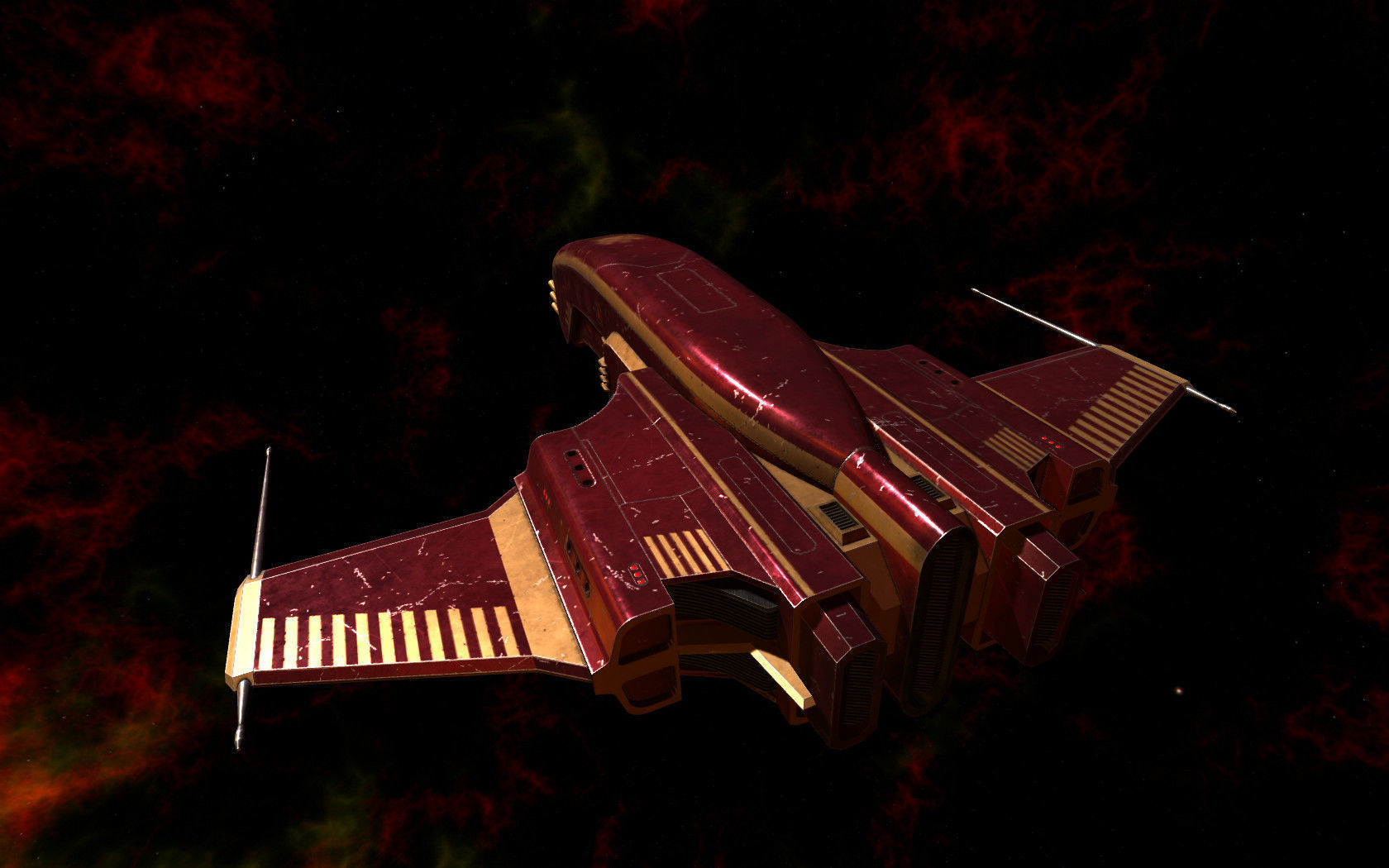 Spaceship Dagger Type 1 Red Low-poly 3D model_2