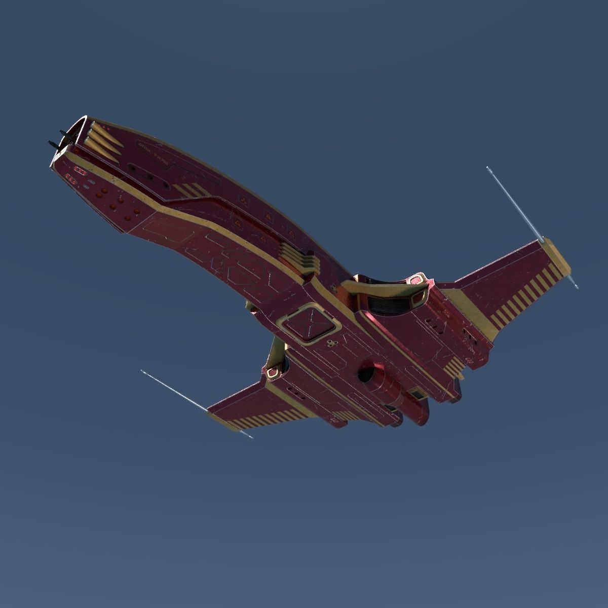 Spaceship Dagger Type 1 Red Low-poly 3D model_22