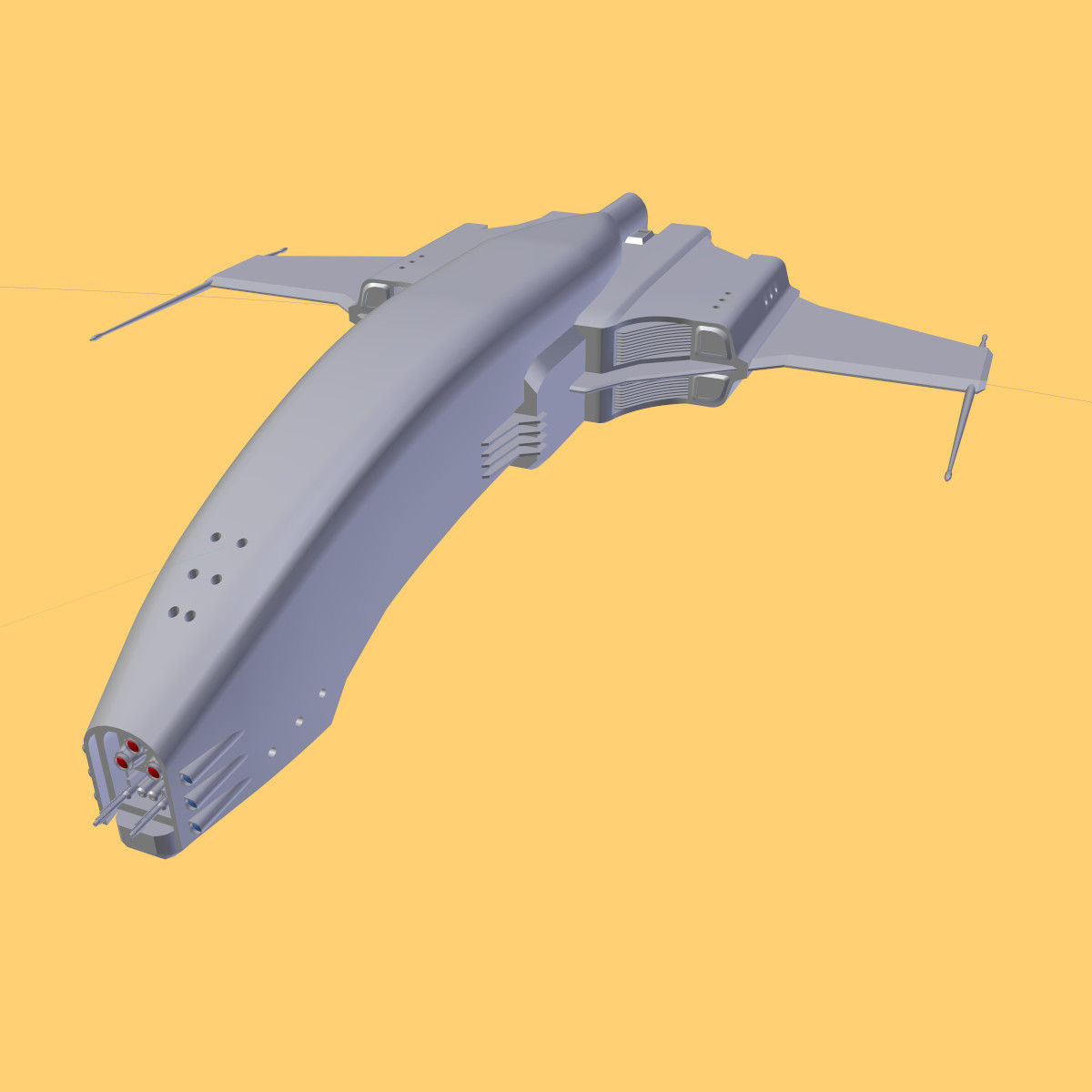Spaceship Dagger Type 1 Red Low-poly 3D model_33