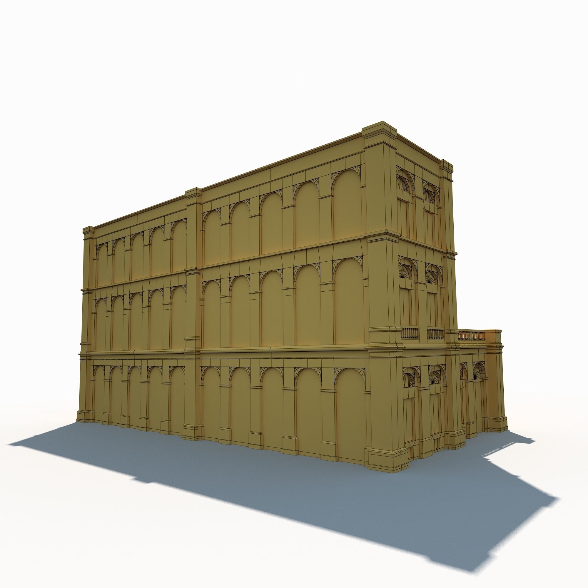 Building Facade 184 Low Poly Low-poly 3D model_4