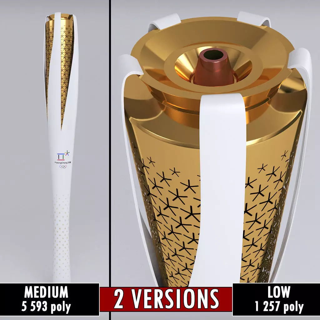 Pyeongchang 2018 Olympic Games Torch low poly 3D model
