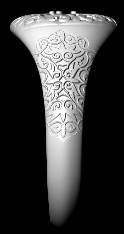 Ring with a pattern and a stone 196 3D print model_12