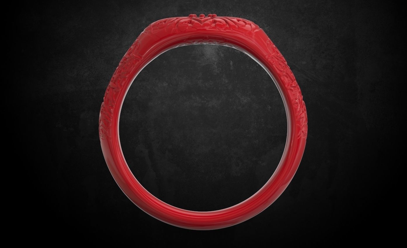 Ring with a pattern and a stone 196 3D print model_14