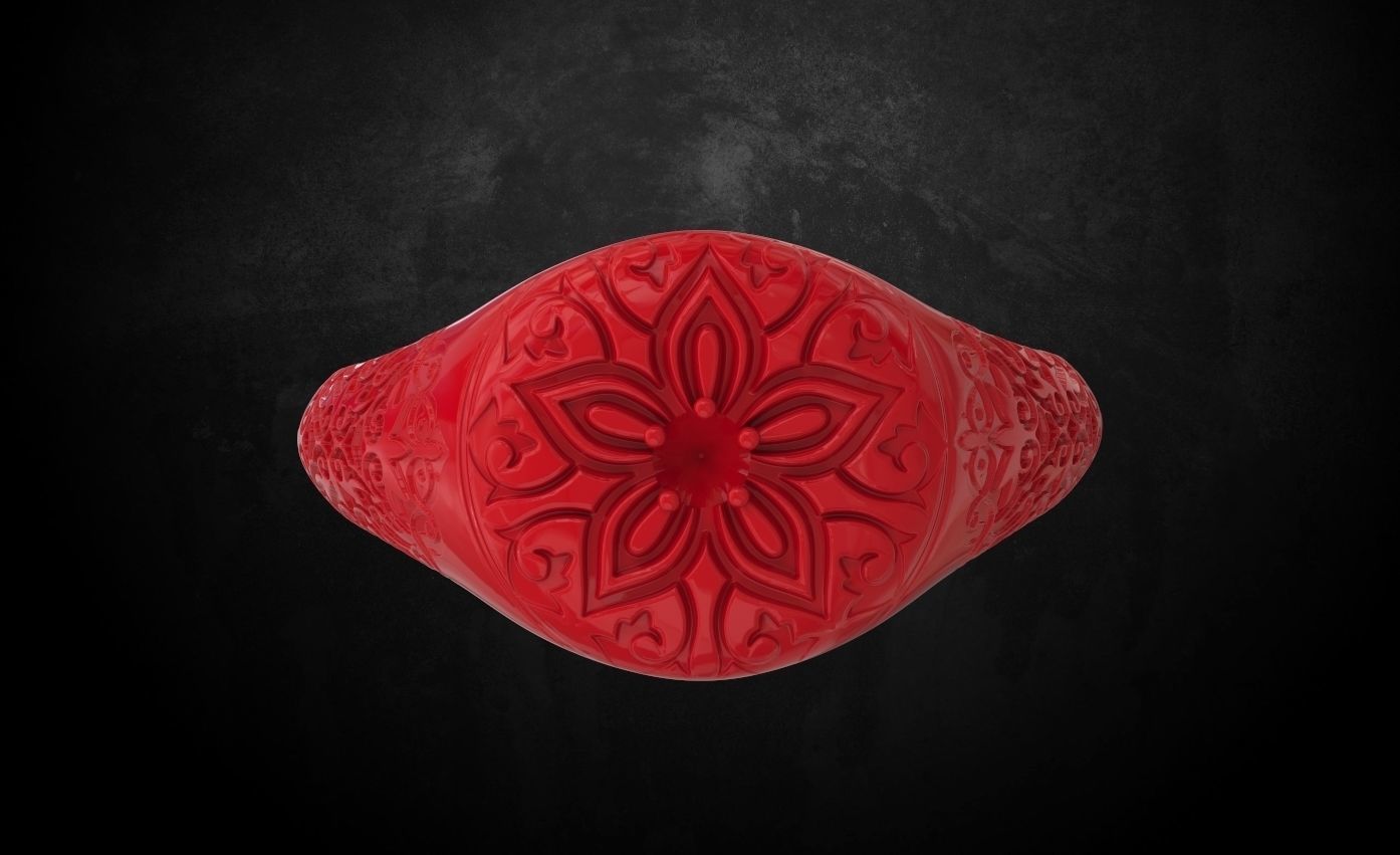 Ring with a pattern and a stone 196 3D print model_15