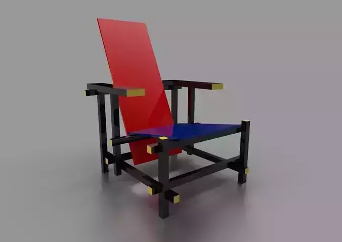 Red and Blue Chair by Gerrit Thomas Rietveld