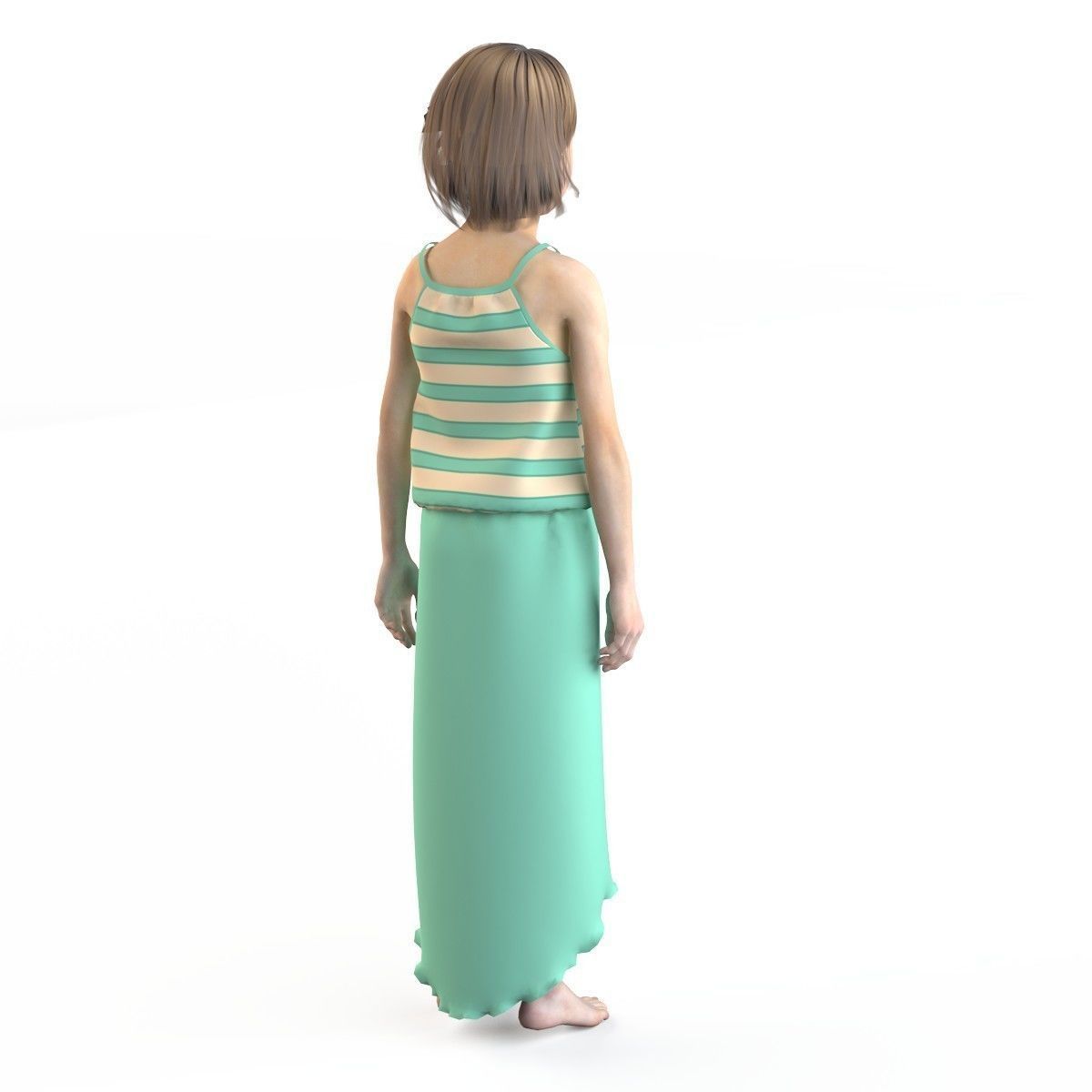 Girl dress t shirt skirt Baby clothes  3D model_9