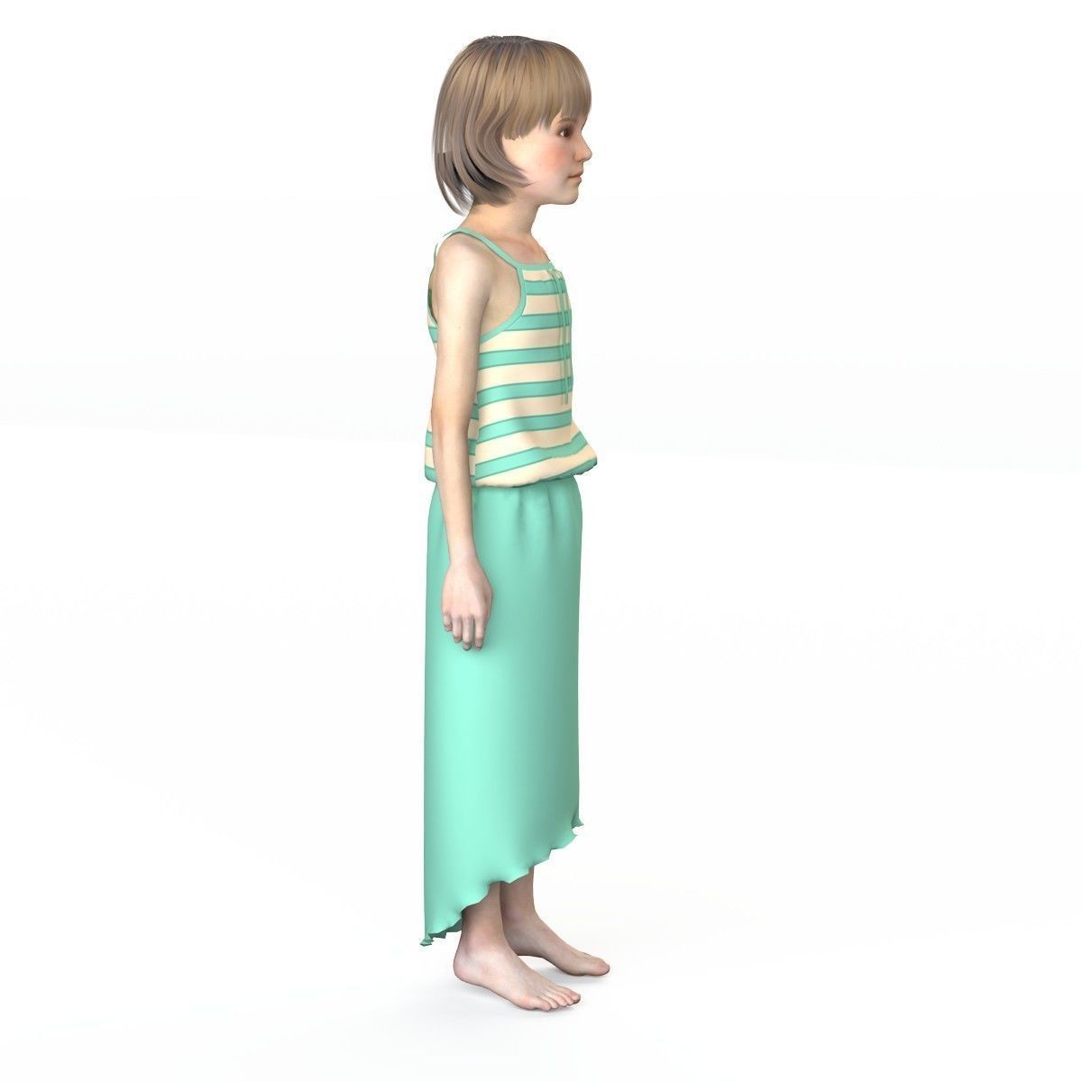 Girl dress t shirt skirt Baby clothes  3D model_10