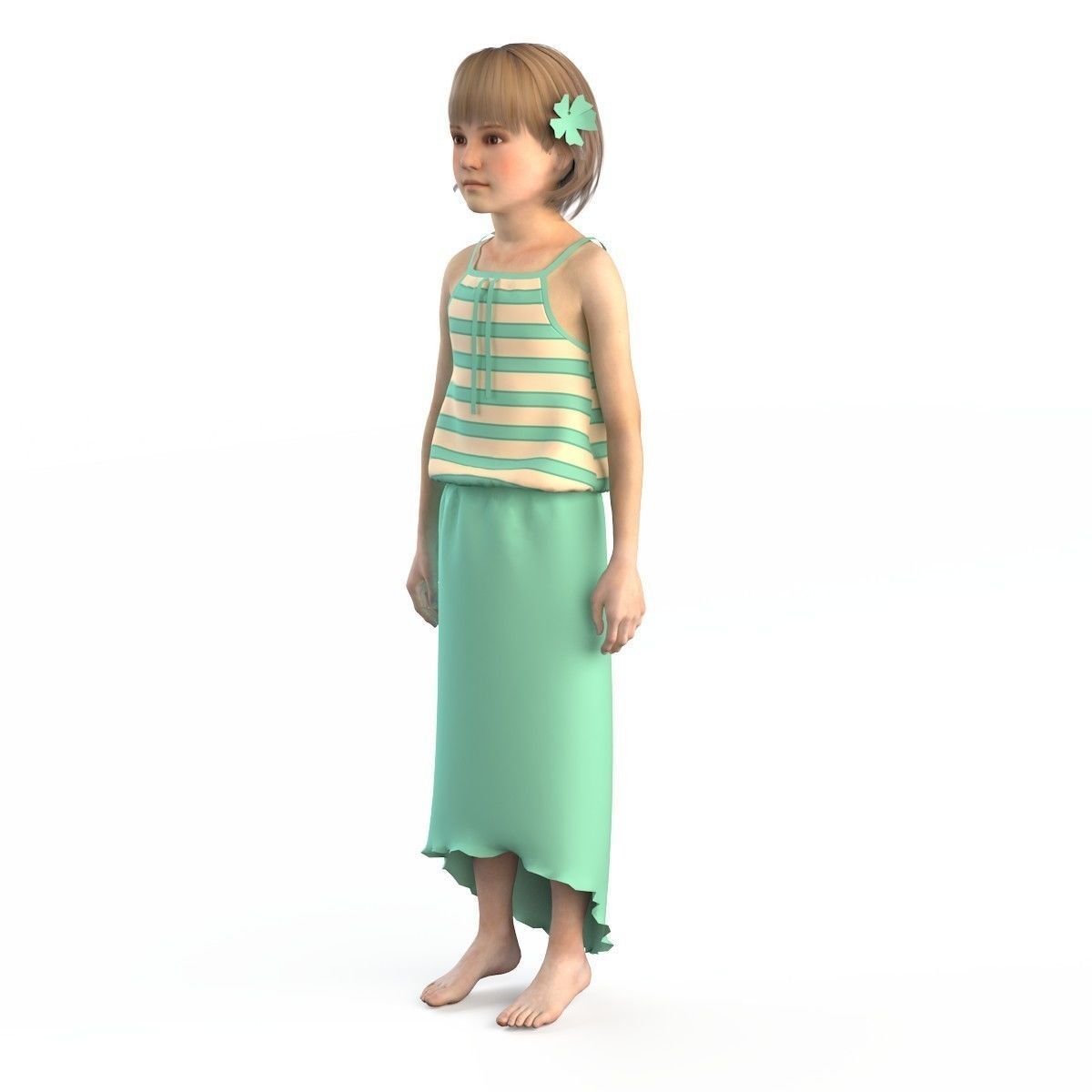 Girl dress t shirt skirt Baby clothes  3D model_5