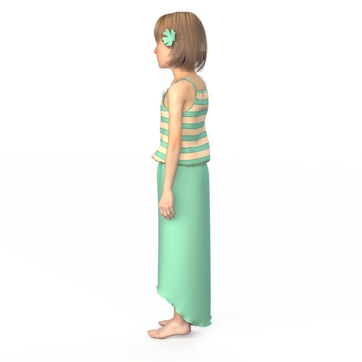 Girl dress t shirt skirt Baby clothes  3D model_3