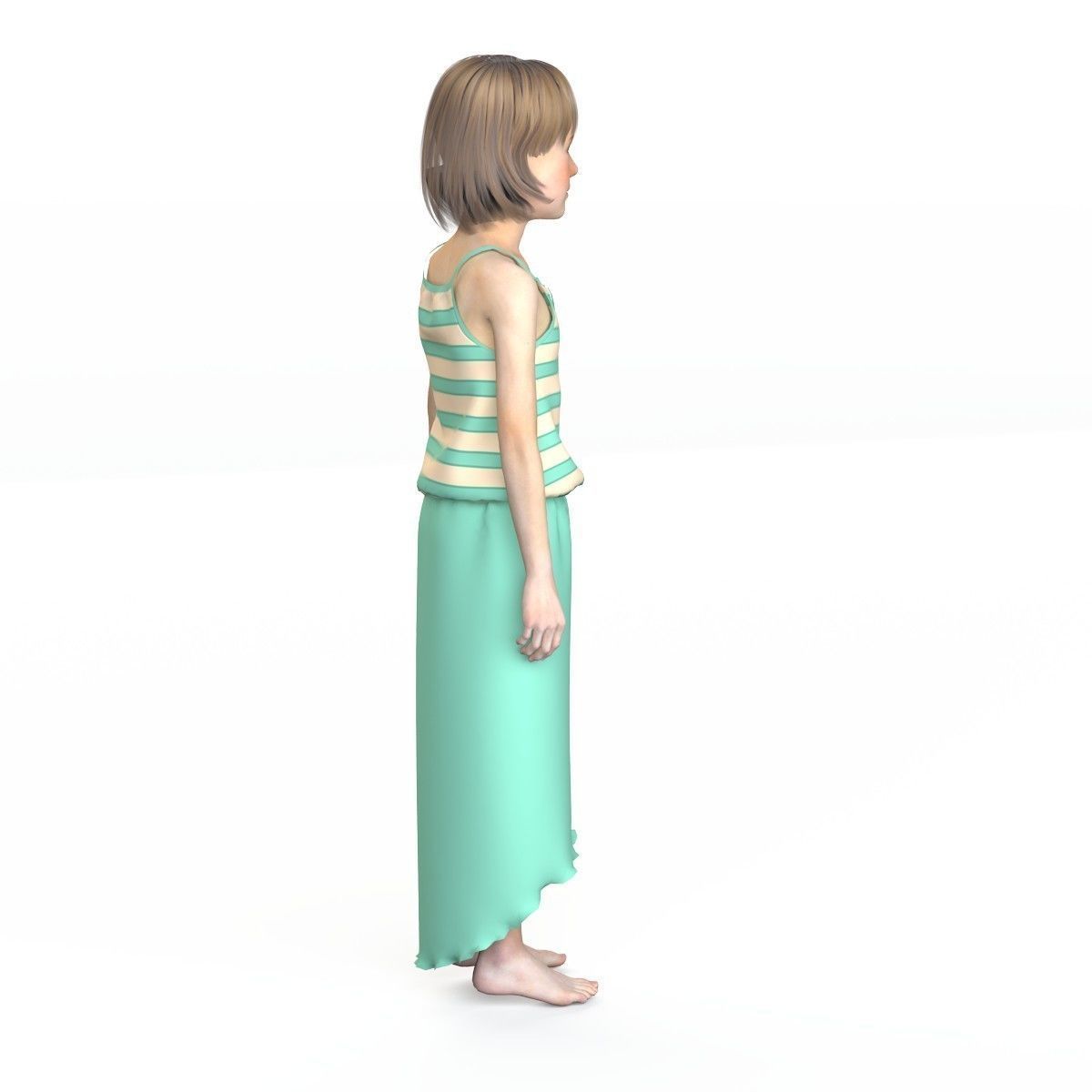 Girl dress t shirt skirt Baby clothes  3D model_8