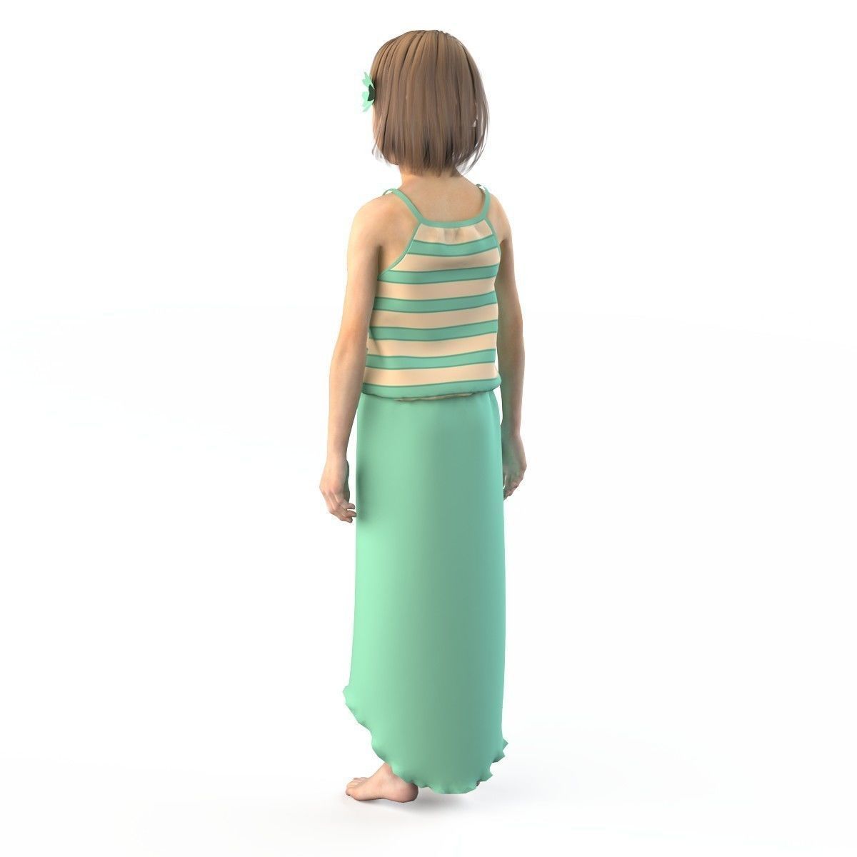 Girl dress t shirt skirt Baby clothes  3D model_2