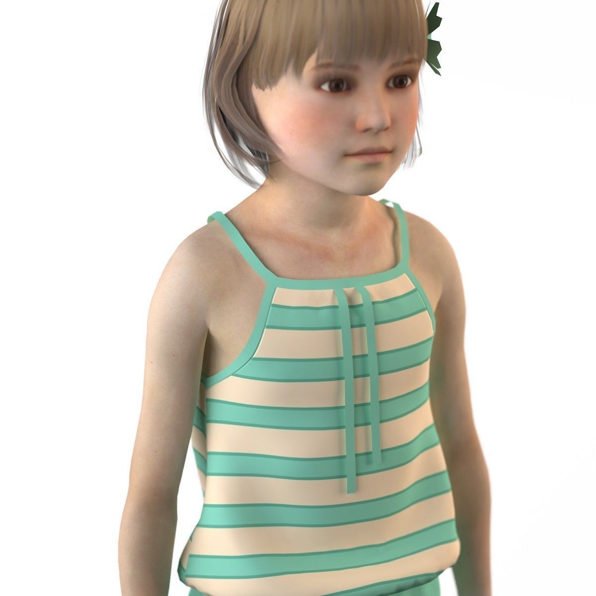 Girl dress t shirt skirt Baby clothes  3D model_7