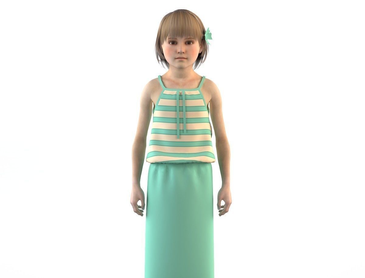 Girl dress t shirt skirt Baby clothes  3D model_0