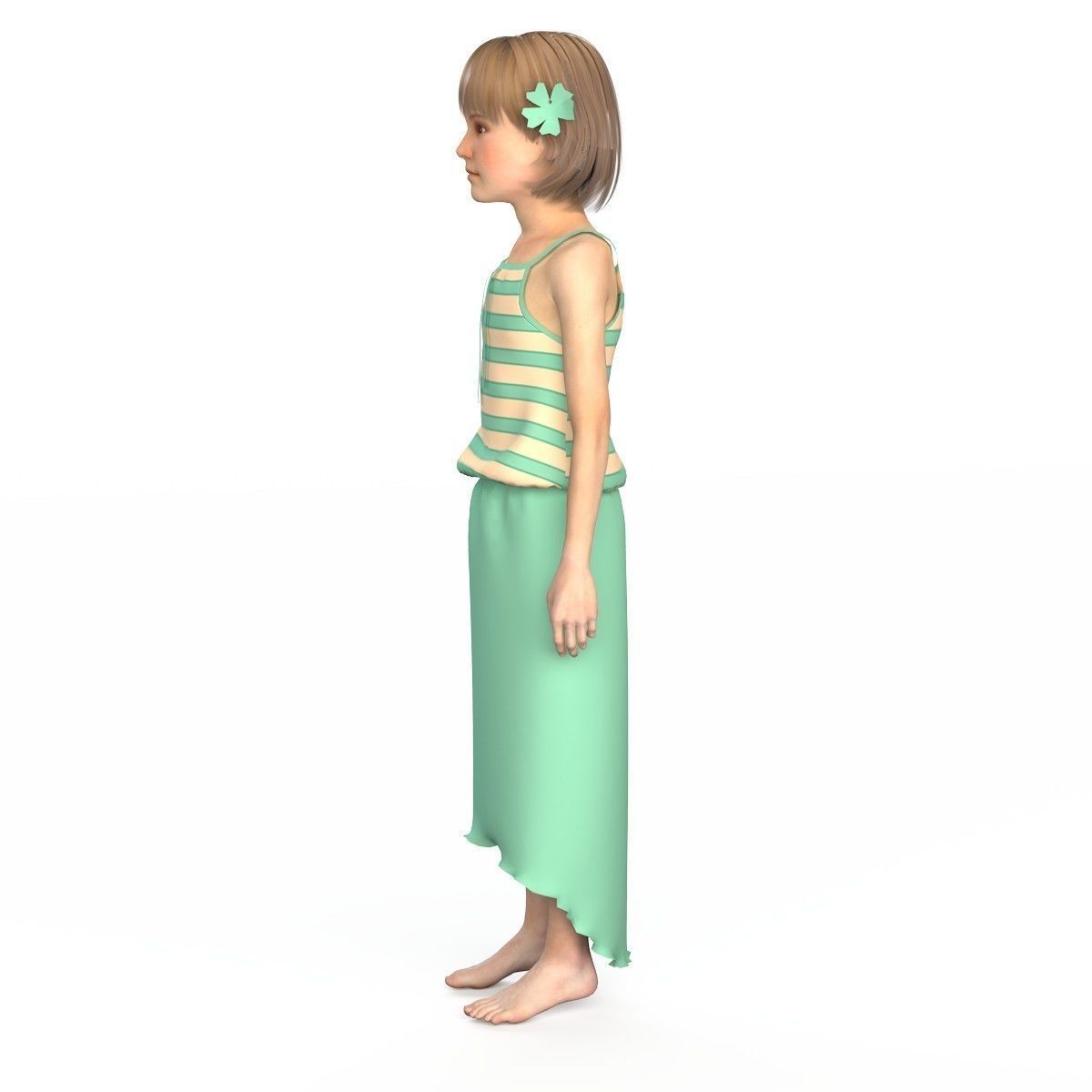 Girl dress t shirt skirt Baby clothes  3D model_1