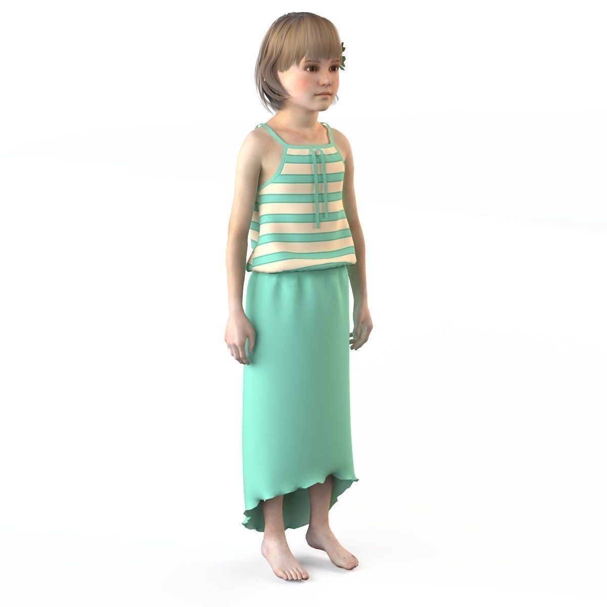 Girl dress t shirt skirt Baby clothes  3D model_11