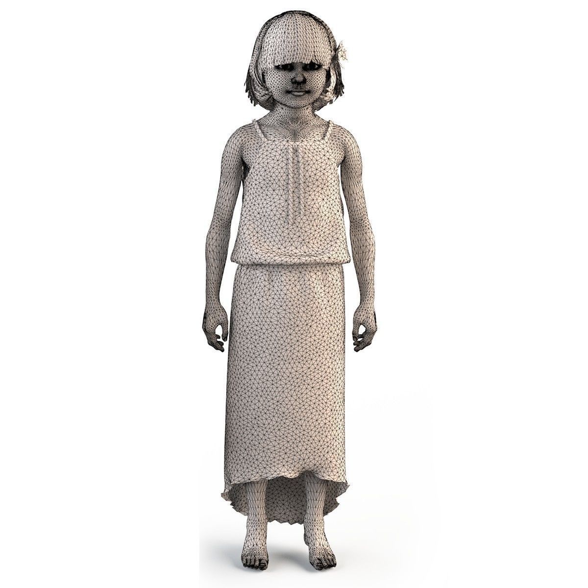 Girl dress t shirt skirt Baby clothes  3D model_13