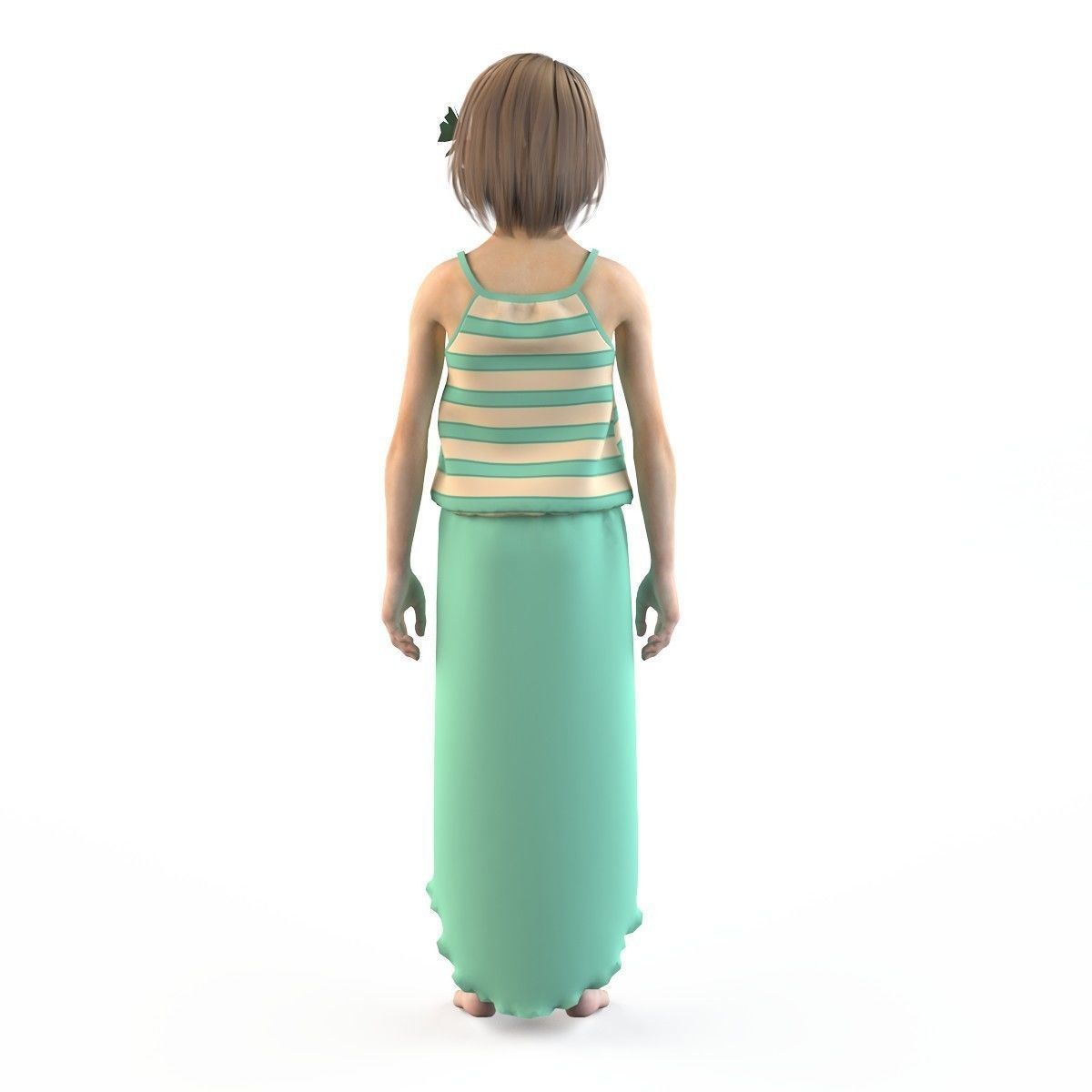 Girl dress t shirt skirt Baby clothes  3D model_6