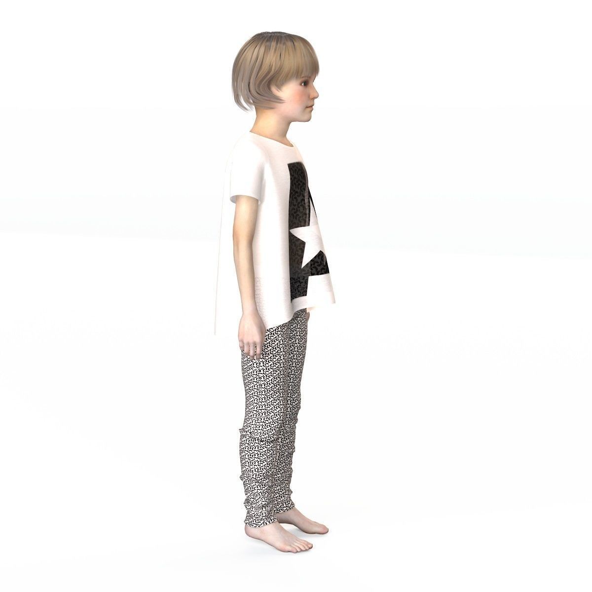 Girl dress t shirt skirt Baby clothes 3D model_11