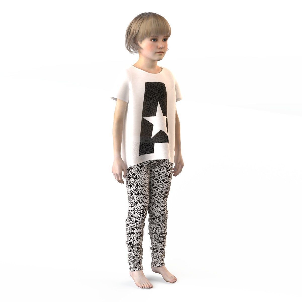 Girl dress t shirt skirt Baby clothes 3D model_10
