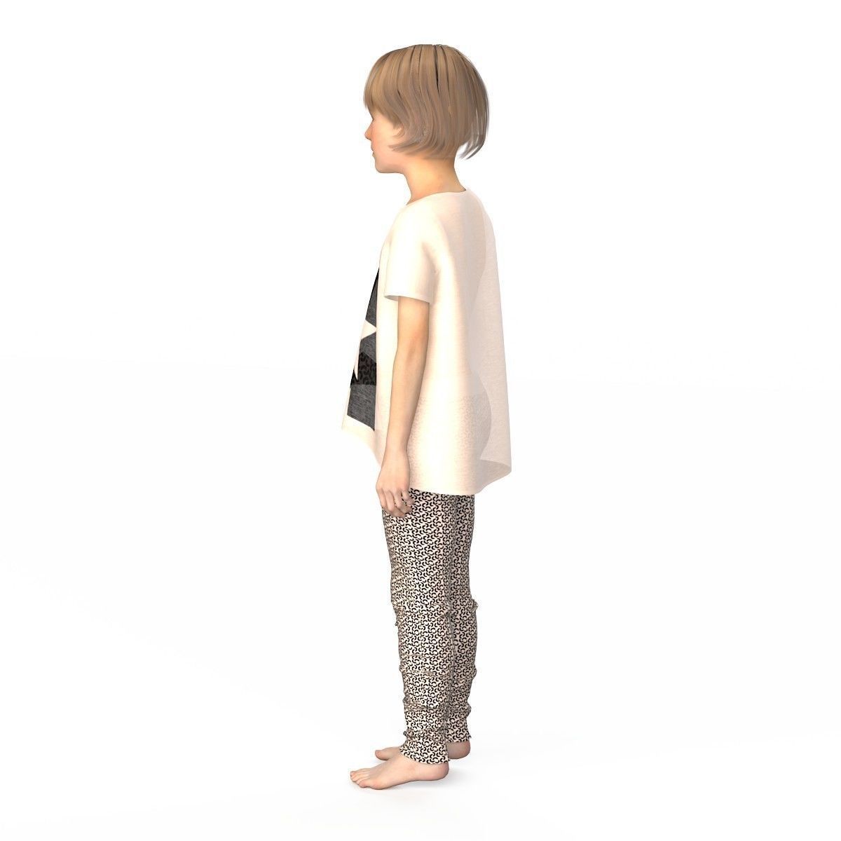 Girl dress t shirt skirt Baby clothes 3D model_5