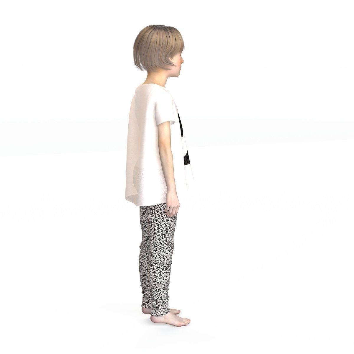 Girl dress t shirt skirt Baby clothes 3D model_8