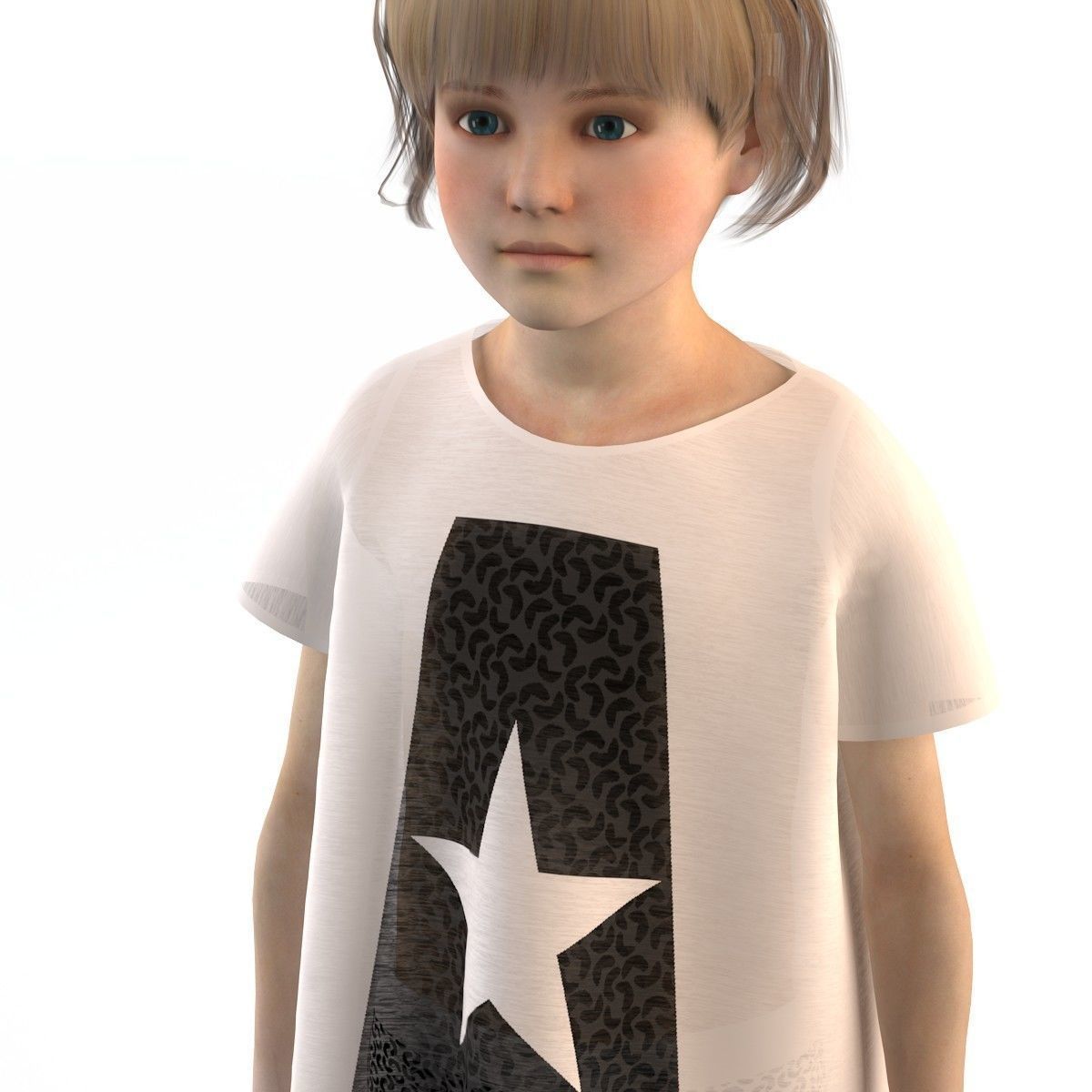 Girl dress t shirt skirt Baby clothes 3D model_12