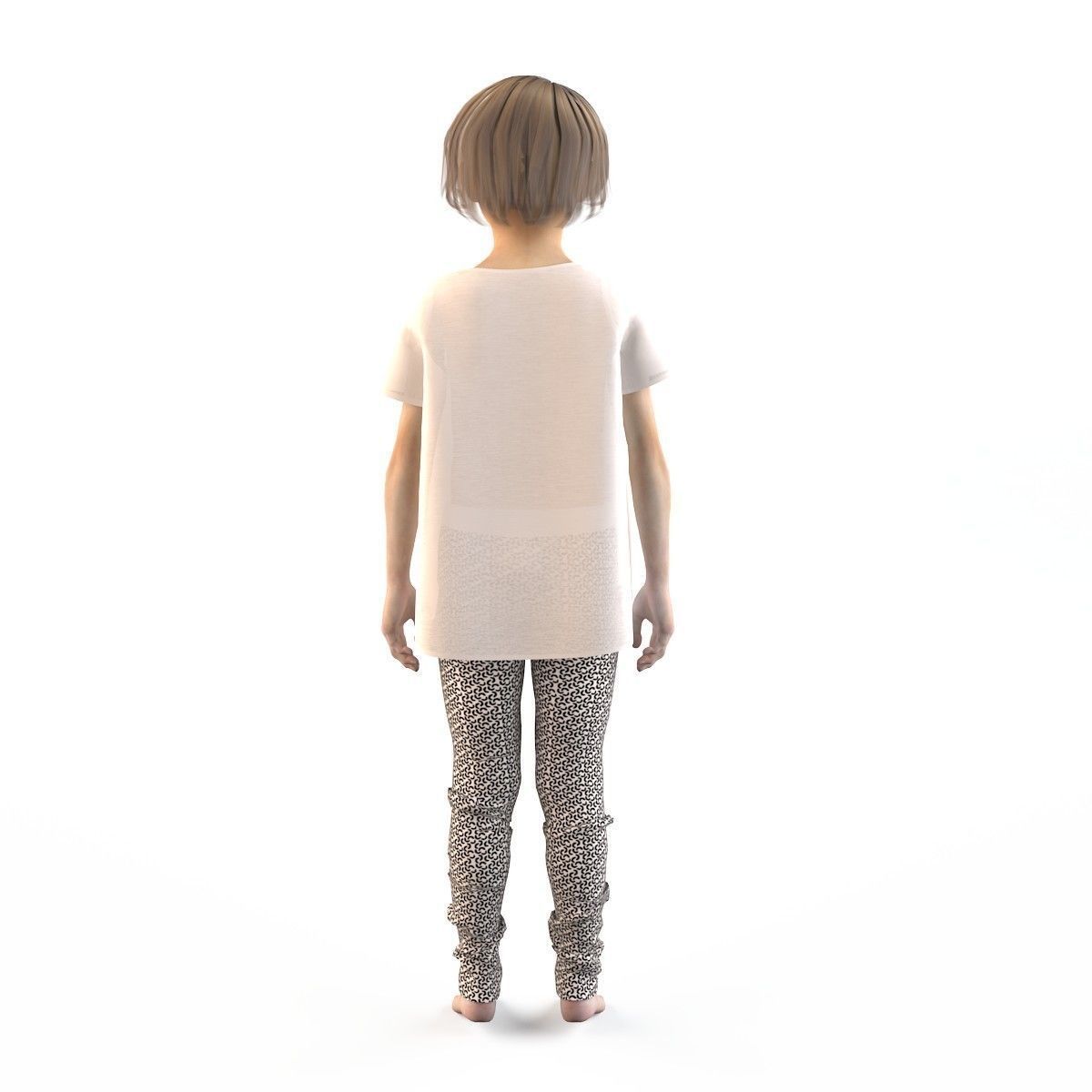 Girl dress t shirt skirt Baby clothes 3D model_6