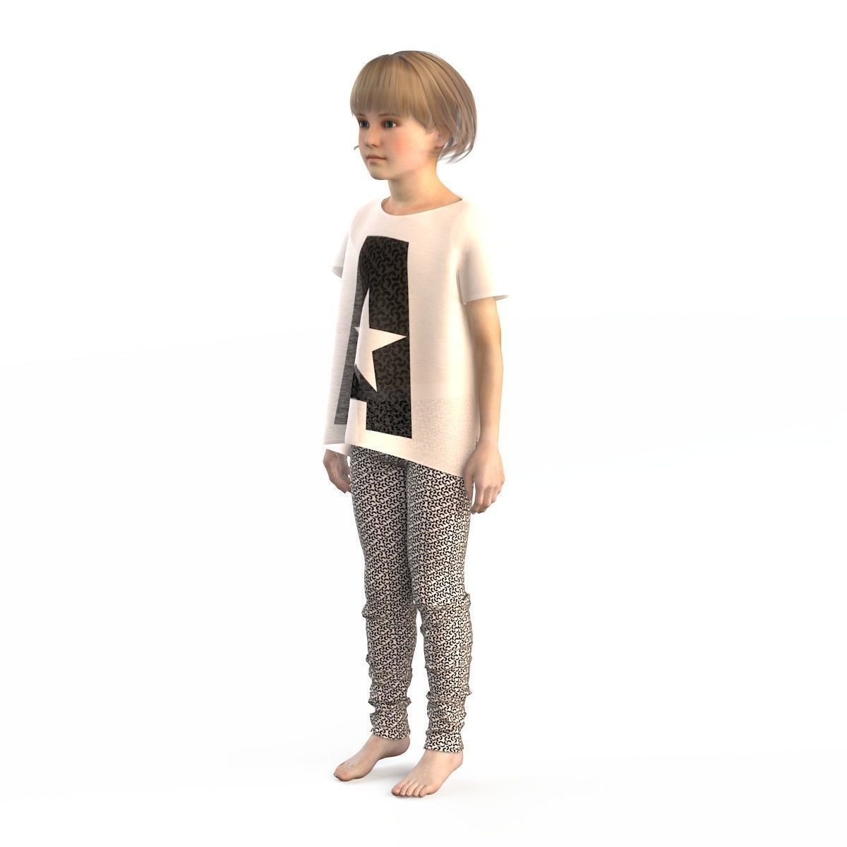 Girl dress t shirt skirt Baby clothes 3D model_3