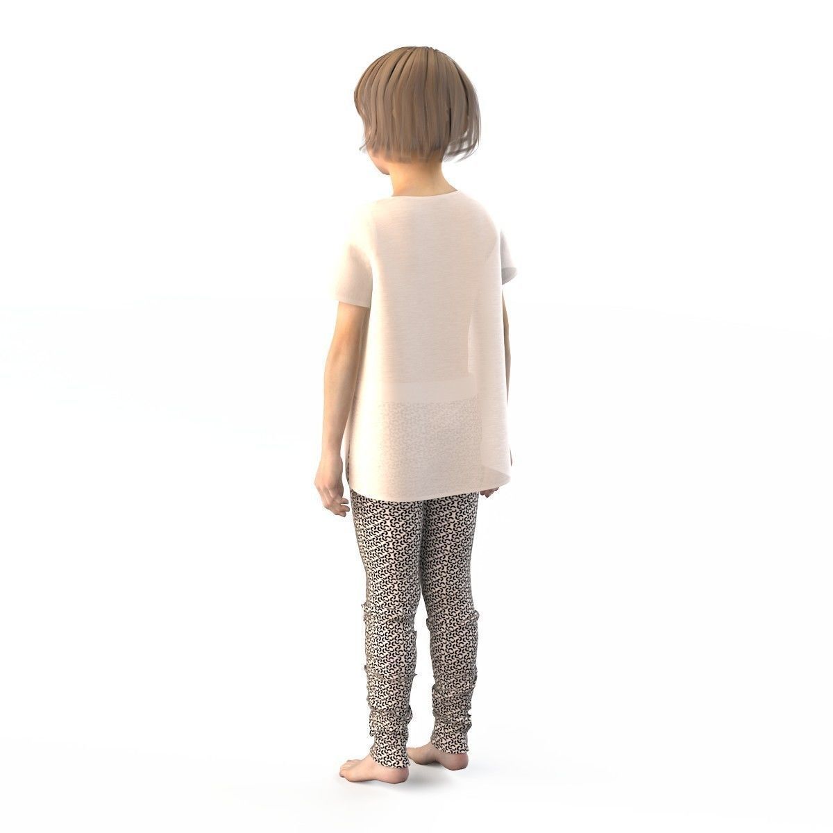 Girl dress t shirt skirt Baby clothes 3D model_4