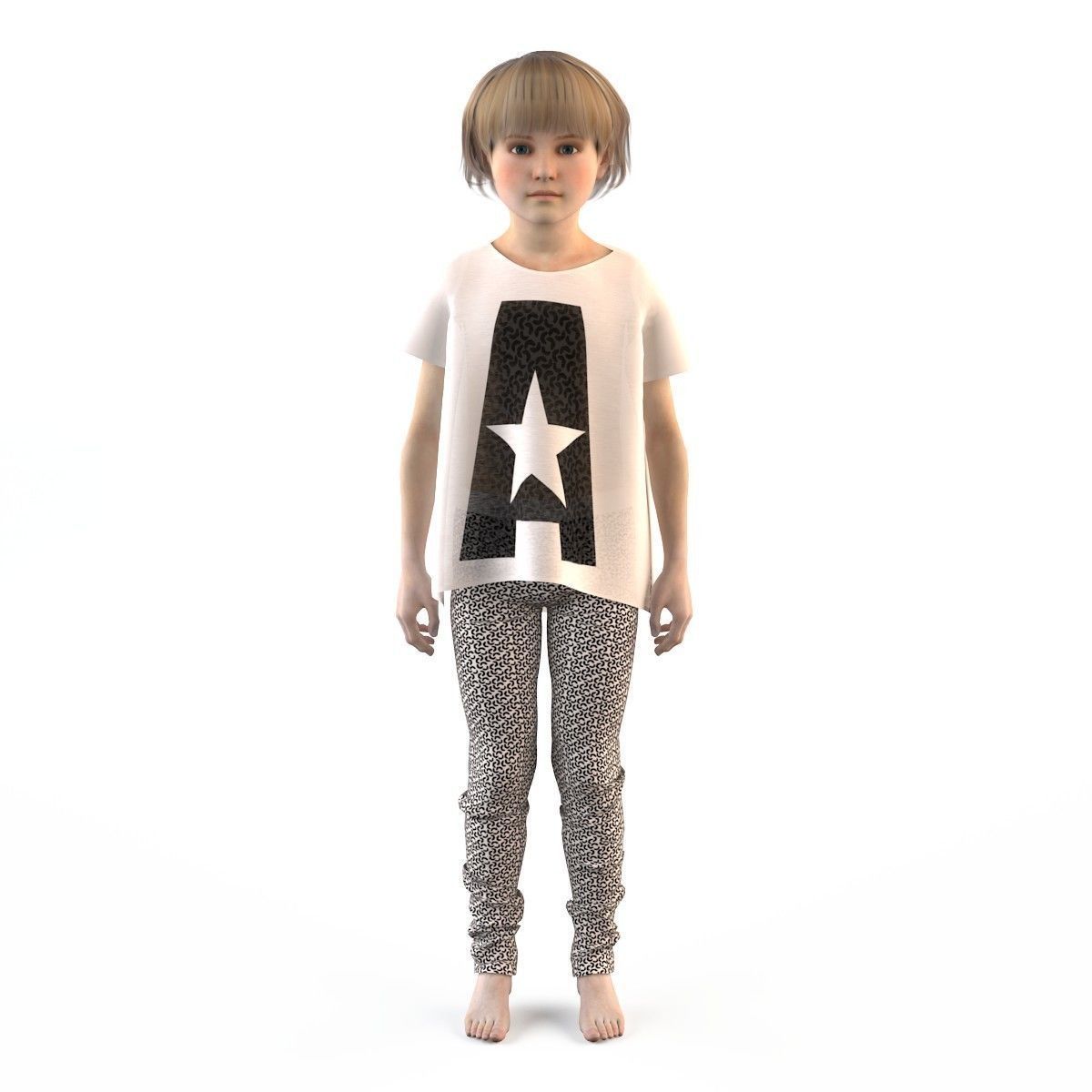 Girl dress t shirt skirt Baby clothes 3D model_0